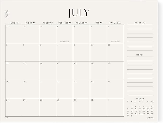 Jotsome Large Desk Calendar 2026-2027, Desk Pad Calendar From July 2026 to December 2027 22x17 inch, Desk Blotter Calendar for Home and Office, Easy Planning (Beige, 17" x 22")