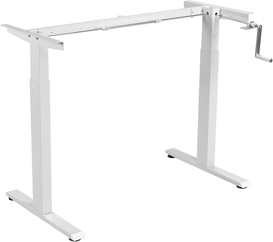 Tangkula Hand Crank Stand Up Desk Frame, Manual Height Adjustable Standing Workstation with Foldable Crank Handle, Cable Management Tray, Headphone Hook, Ergonomic Sit Stand Desk Frame for Home Office
