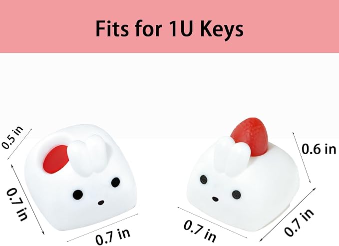 Artisan Keycaps, Cute Custom Couple Rabbits Bunny Key Caps for MX Mechanical Keyboard, Resin Handmade 1U Replacement for Esc Arrow Keys - Rabbit Set