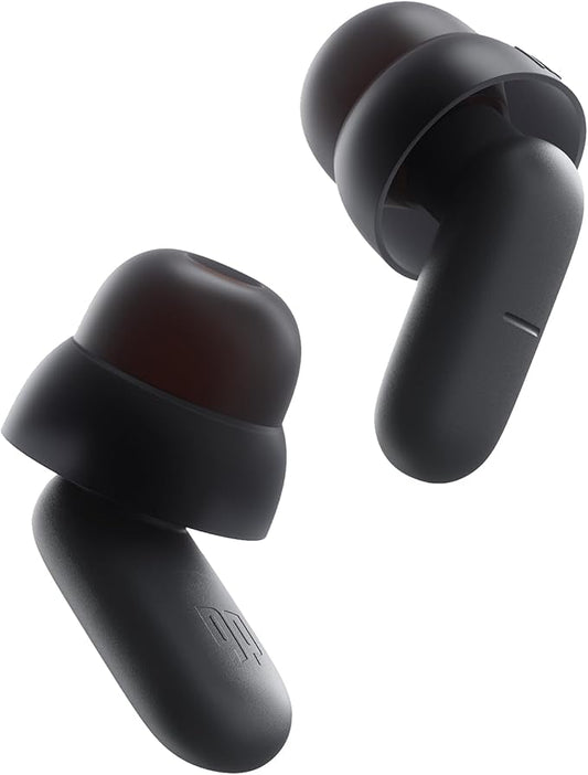 Dream Ear Plugs for Sleeping, 23dB Noise Reduction Soft Silicone Ear Plugs with Patented Qufits Eartips and Carry Case, Reusable Earplugs for Sleep, Work, Focus, Study - Black