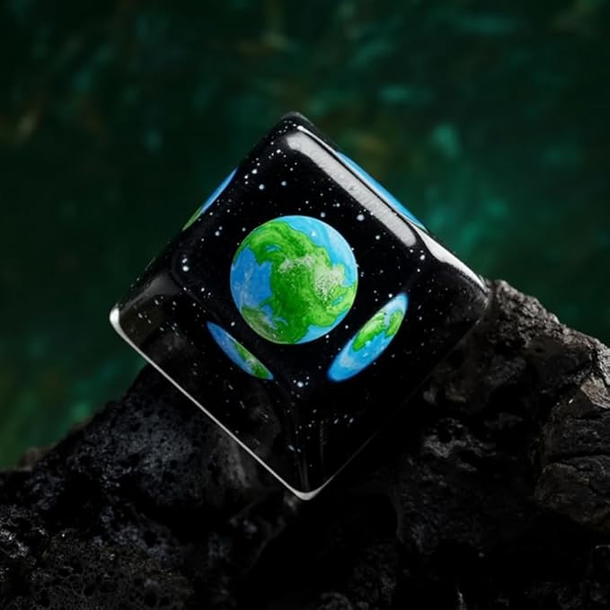 Earth Planet Artisan Keycap Solar System - 1U ESC, R1 SA Profile Custom Handmade Resin Cherry MX Switch Key Cap Mechanical Keyboard, Cool Tech Gifts for Men, Dad, Father, Gamer, Space Lover