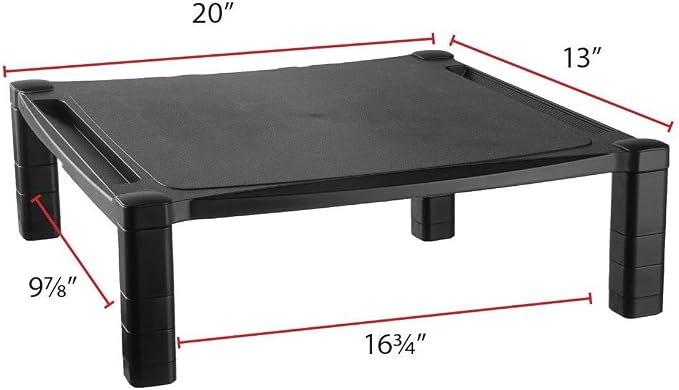 Kantek Extra Wide Single Level Height-Adjustable Monitor/Laptop Stand, 20-Inch Wide x 13.25-Inch Deep x 3 to 6.5-Inch High, Black (MS500)