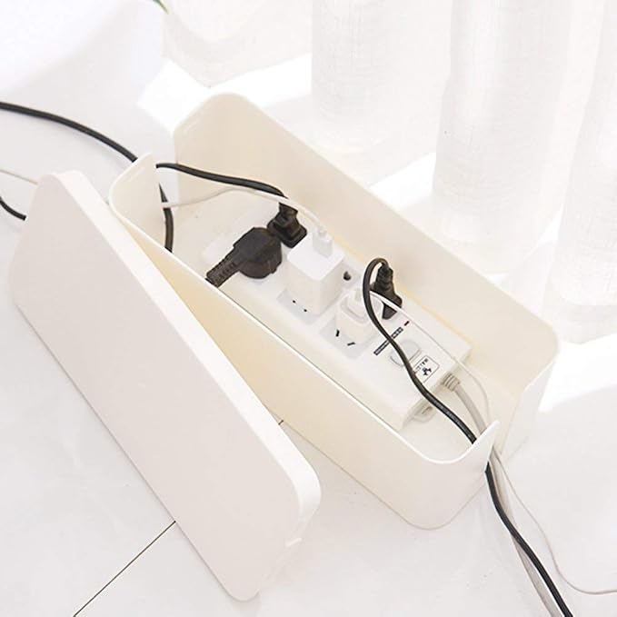 ShellKingdom Cable Management Box, 2 Set Cable Organizer for Cable and Cord Management, Storage and Holder to Cover and Hide & Power Strips & Cords (White)