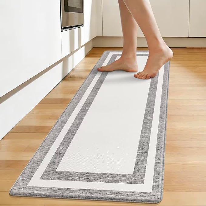 White Kitchen Mat Cushioned Anti-Fatigue Non-Skid Waterproof Rugs Ergonomic Comfort Standing Mat for Kitchen, Floor, Office, Sink, Laundry 17.3"x47.2"