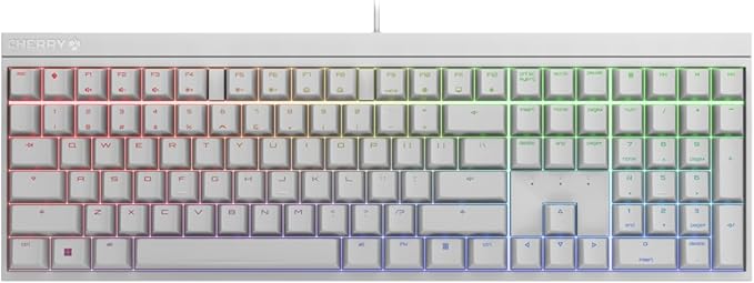 Cherry Xtfy MX 2.0S Wired Gaming Mechanical Keyboard with New MX2A Switches. (White, MX2A Blue)