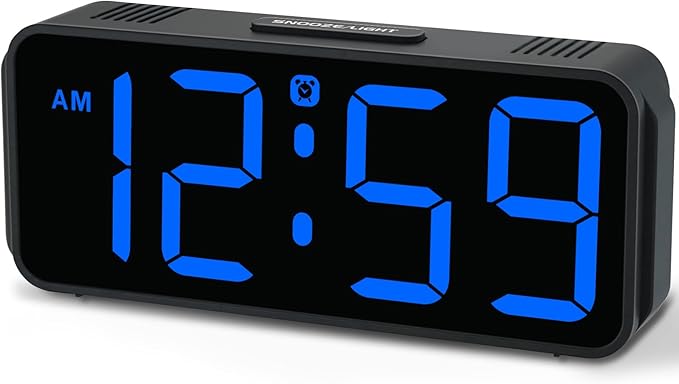 Peakeep Small Compact Digital Alarm Clock Plug-in for Bedrooms Bedside | Battery Backup Electric Clock, Large Big Numbers Display for Desk Table Small Spaces, 6 Dimmers, 5 Adjustable Alarm Volume