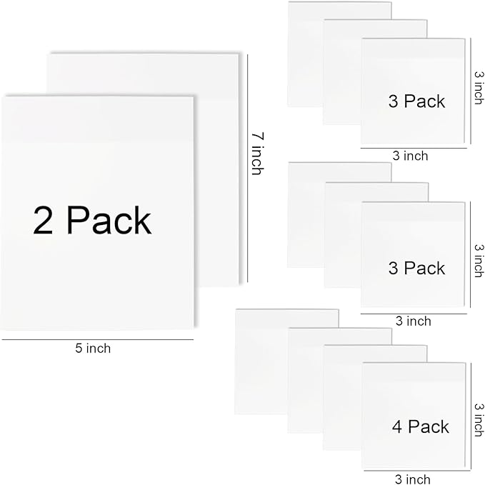 Transparent Clear Sticky Notes, 5x7 and 3x3 Inch Large and Small See Through Waterproof Self-Adhesive Translucent Post it Notes for Bible, Tracing, Annotating, Taking Notes, Office, 12 Pads