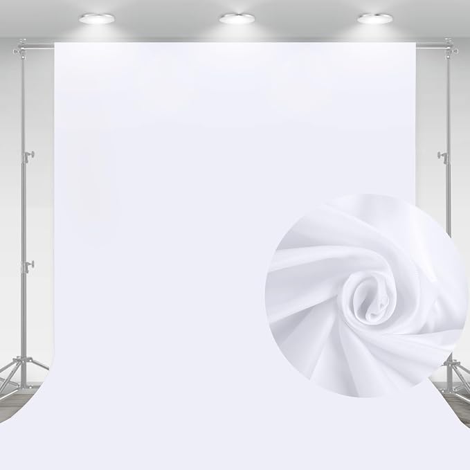Aimosen 10 x 7 FT White Backdrop Background for Photography, Professional Pure WhiteScreen for Photoshoot, High Density Fabric Curtainfor Video Record Portrait Stand Photo Studio, with Rod Pocket