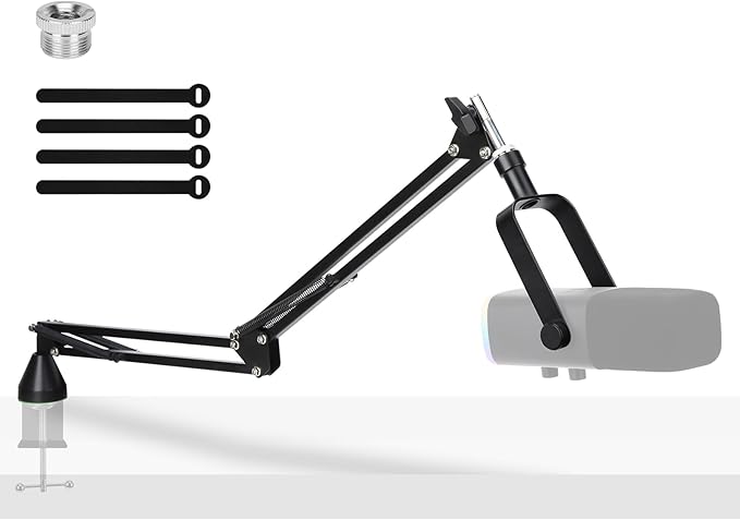 Low Profile Mic Boom Arm - YOUSHARES Boom Arm for Blue Yeti Fifine AM8 K688 QuadCast SoloCast AT2020, Adjustable Low Profile Microphone Arm for Podcast Streaming Gaming Studio