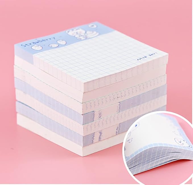 4 Pack Cute Sticky Notes Kawaii Sticky Notes Memo Pads 3.1x3.1 Inches Fresh Bear Series Self-Stick Note Pads for Girls Boys Students School Office Home (320 Sheets), 4 Pads 80 Sheets/Pad