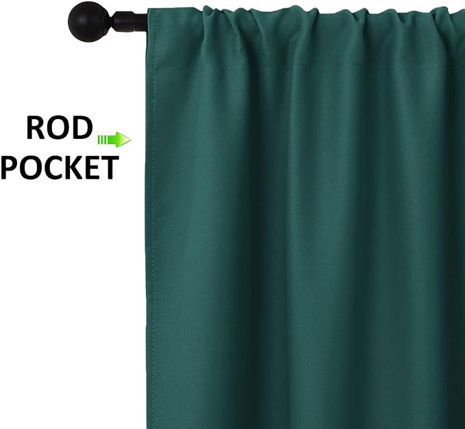 NICETOWN 2 Panels Blackout Curtains, Rod Pocket Thermal Insulated Drapes for Kitchen, Heavy Duty Small Window Treatment for Dorm Room, Studio Apartment, Basement (Hunter Green, W42 x L30)