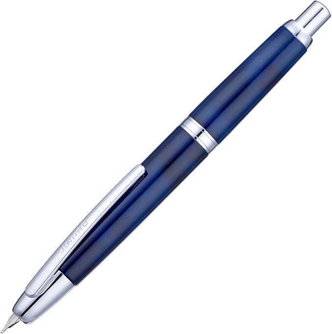 Jinhao 10 Press Fountain Pen with Box, Glacier Blue Retractable Medium Nib with Ink Converter Set (Silver Clip)
