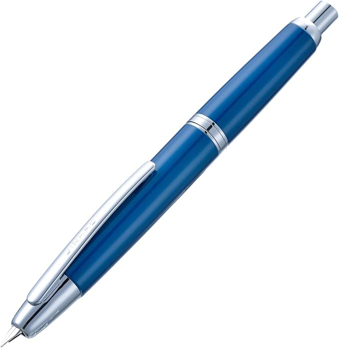 Jinhao 10 Press Fountain Pen with Box, Pearl Blue Retractable Extra Fine Nib with Ink Converter Set (Silver Clip)