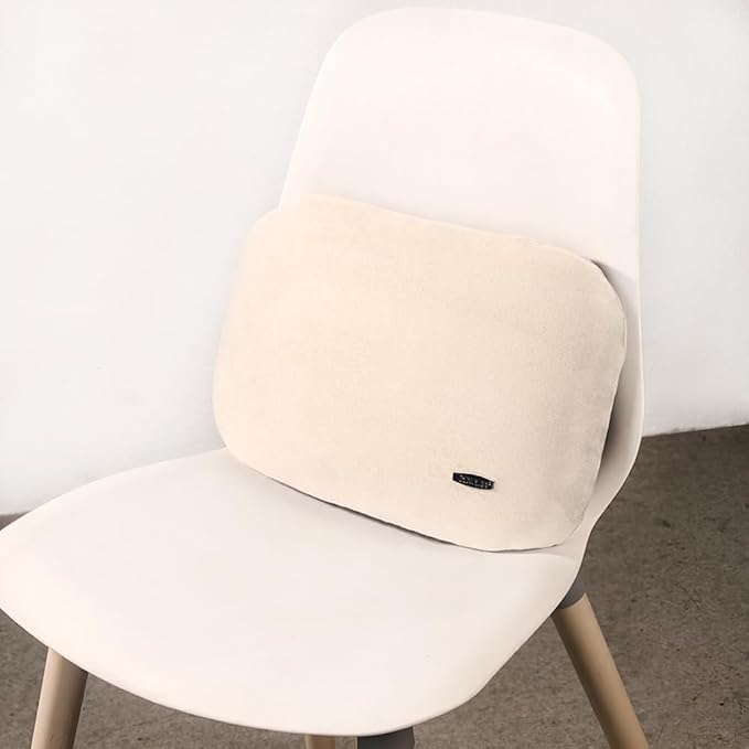 Carwales Beige Lumbar Support Pillow for Car Driving Seat Soft Latex Lower Back Support Thin Relax Home Recliner Sofa Office Accessories Chair Cushion Pain Relief