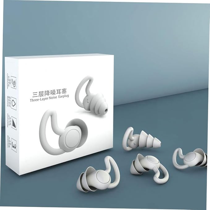 Noise Reduction Soft Reusable Silicone Sound Blocking for Adults Men Women Lightweight Comfortable Noise Prevention for Work Study Travel Grey
