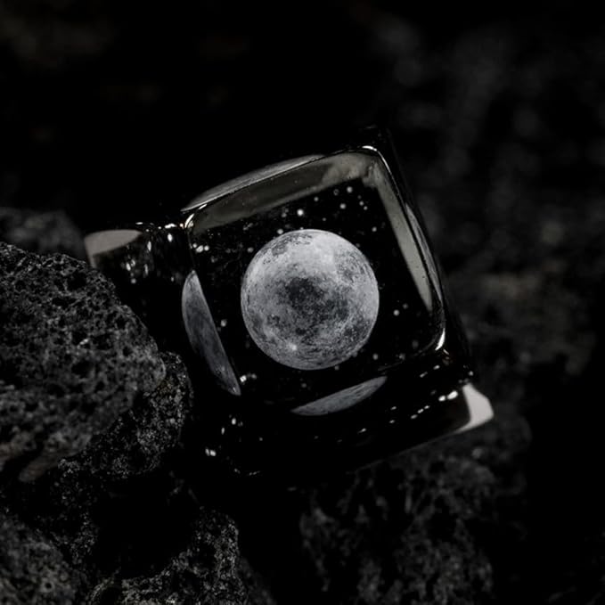 Moon Satellite Planet Artisan Keycap Solar System - 1U ESC, R1 SA Profile Custom Handmade Resin Cherry MX Switch Key Cap Mechanical Keyboard, Cool Tech Gifts for Men, Dad, Father, Gamer, Space Lover
