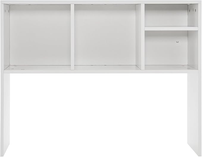 Two-Tier Desk Bookshelf Organizer Office Desk Bookshelf Holder with Four Storage Compartments White Color