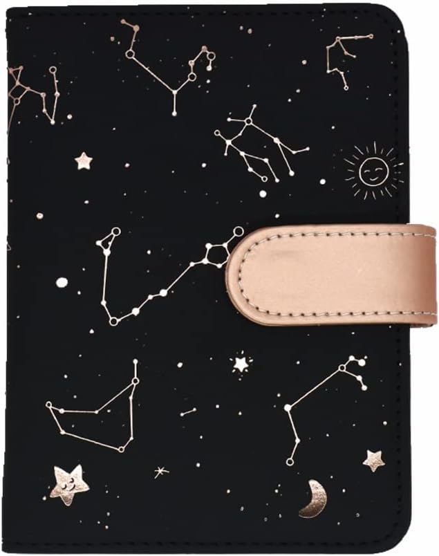 A6 Undated Daily Planner Starry Sky Journal Monthly & Daily Planner Small Diary Agenda, Self-filling Date, Soft Pu Leather Cover, Size 64K 4.1'' * 5.5'', Black
