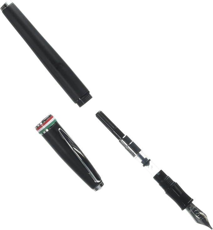 Monteverde USA Aldo Domani Italia Fountain Pen Matte Black - Stub Nib - Luxury Writing Pen - Italian Design - JoWo Stainless Steel Nib - Smooth Ink Flow - Refillable - Gift Box Included