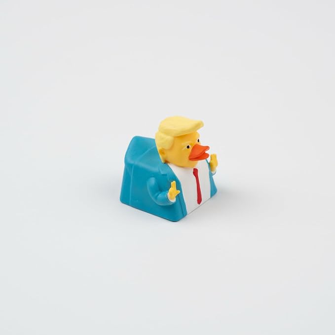 Artisan Duck Keycap for Mechanical Keyboards, Yellow and Blue Business Suit Design, Handmade Resin, 1U Size, MX Switch Compatible, Gaming Keyboard Keycaps