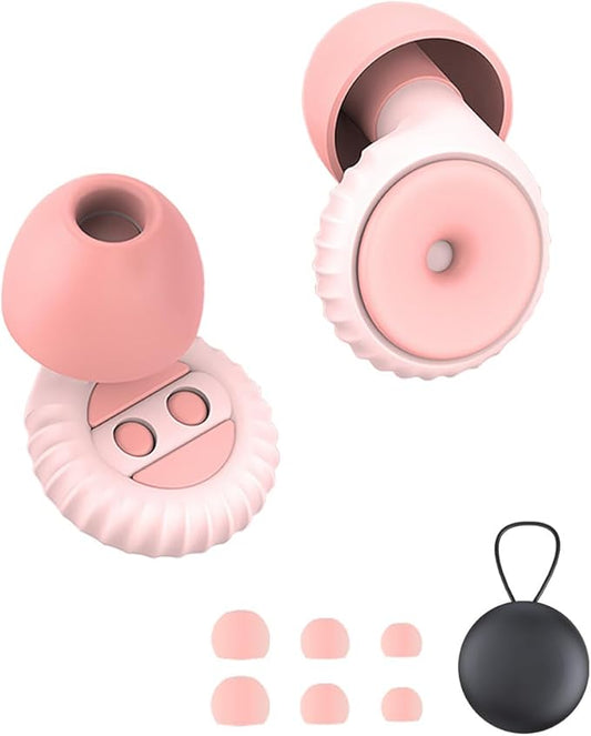 Ear Plugs for Sleeping Noise Cancelling EarPlugs Reusable Ear Concert Protection for Musicians,Rave,Focus,Moto and Sleep 25dB Silicone Earplugs Noise Reduction 8 Pair Ear Tips (XS/S/M/L) Pink