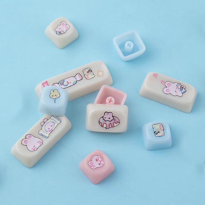 Tsungup Cherry Blossom MOA Keycaps-Pink Sakura,129 Keys Cute PBT Custom Keycaps 100 Percent,Dye Sub Key Caps Keyboard Keycap Set for MX Switches Mechanical