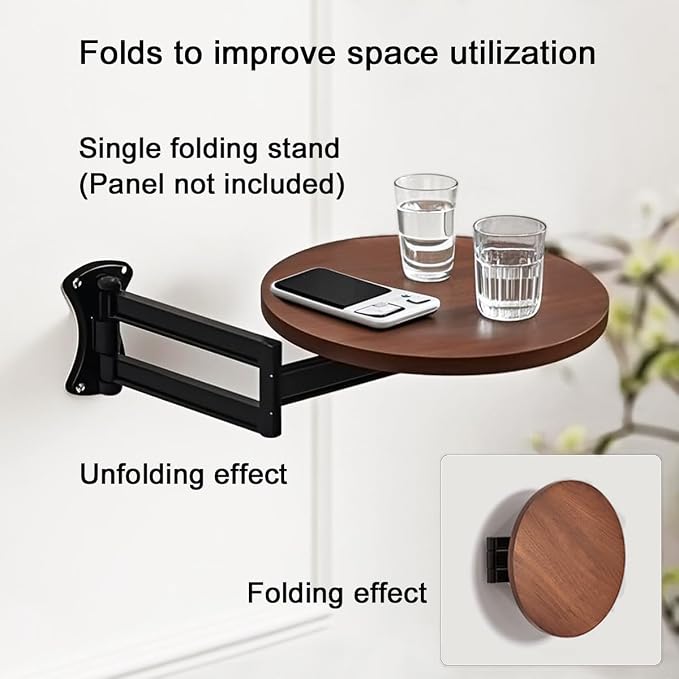 Floating Nightstand Rotatable Brackets,Small Round Side Tabl Folding Brackets,Mini Coffee Table Extensible Hinges,Bathtub Side Table Bracket,Suitable for DIY As Sofa Side Table,Over Bed Table