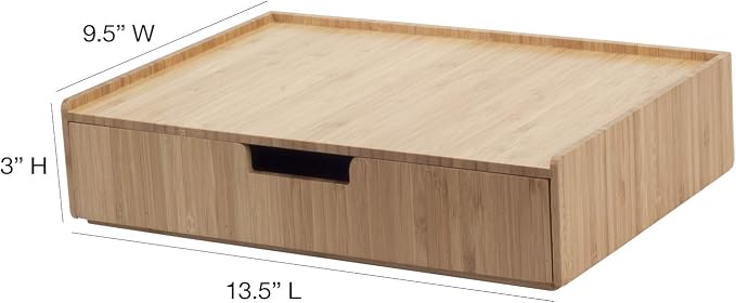 Mobilevision Large Bamboo Drawers (Set of 2) For Monitor Stand & Stackable Storage Solution for office products pens, pencils, scissors, notepads, business cards and more
