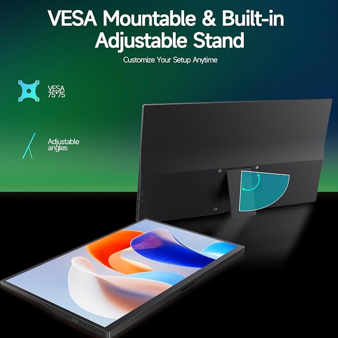 15.6" FHD 1080P Portable Monitor, Dual USB Type-C HDMI Laptop Screen Extender
