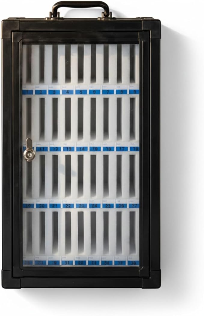 Amylove 36 Slots Cell Phone Locker Cabinet Aluminum Alloy Locker Pocket Chart Storage Box Cabinet Wall-Mounted Cell Phones Storage Box with Handle for Office Classroom Gym(Graphite Gray)