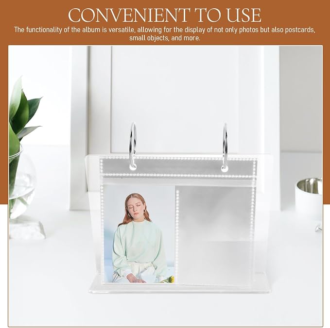 2pcs Acrylic Desk Photo Frame Flip Album with Calendar Style Design Tabletop Picture Holder for Displaying and Changing Photos Easily