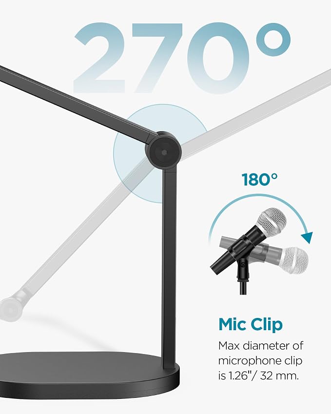 InnoGear Studio Mic Stand, Max Load 2.64 lb Microphone Arm Desk Mount Desktop Microphone Stand for Fifine AM8 K669B Blue Yeti HyperX QuadCast SoloCast AT2020, Webcams Cameras, Black