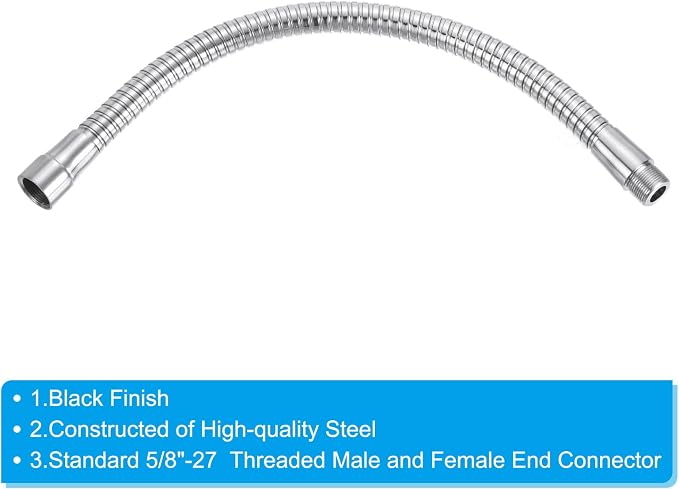 PATIKIL 13" Microphone Gooseneck, 5/8"-27 Thread Metal Universal Hose Flexible Arm Gooseneck Tube Extension for Multifunction DIY, Silver Tone