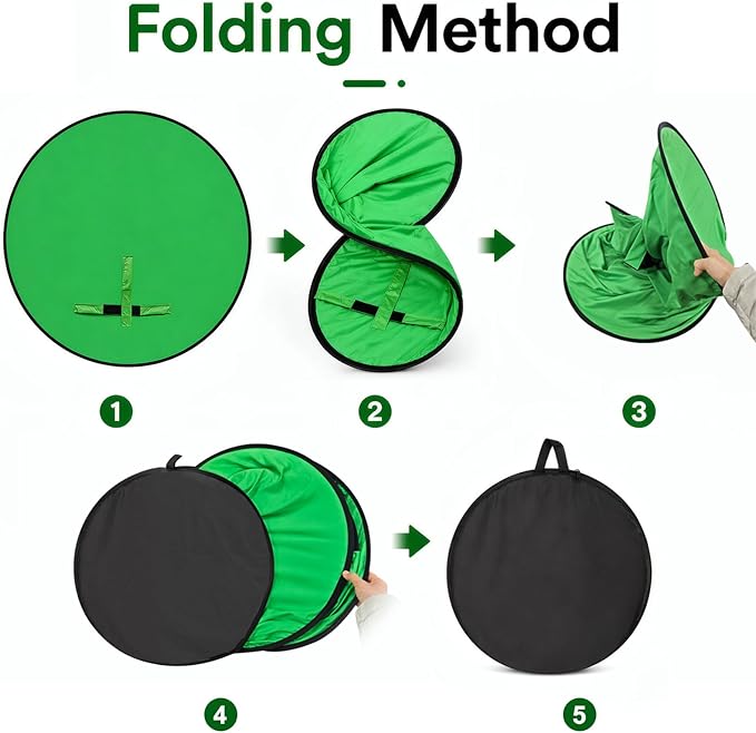57in Portable Green Screen Chair Backdrop: Double-Sided Foldable Greenscreen Chroma Key Background for Streaming, Video Calls, Photography & Gaming