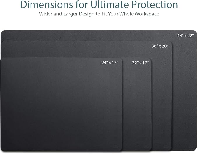 Leather Desk Pad 36" x 20", Vine Creations Office Desk Mat Waterproof Black - Premium Quality - Smooth Mouse Writing Surface - Maximum Protection Dual-Sided Pu Leather Blotter for Desk Office/Home
