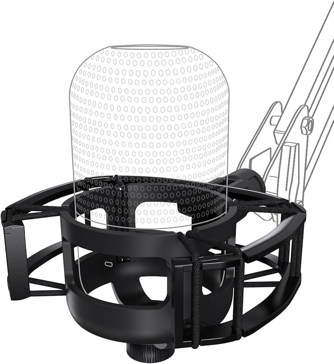 Custom Built for Razer Seiren Shock Mount Anti-Vibration Suspension Elastic Shock Mount Holder Clip Mics Stand with Screw Adapter Compatible with Razer Seiren V3 Mini USB V2 Microphone