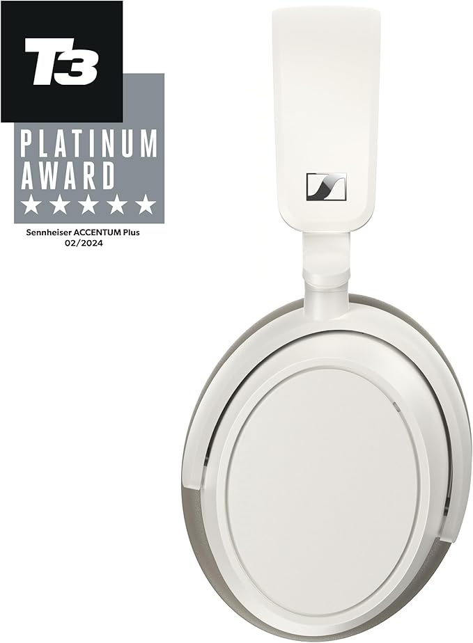 Sennheiser ACCENTUM Plus Wireless Bluetooth Noise Cancelling Headphones - Quick-Charge Feature, Up to 50HR Playtime, Adaptive Hybrid ANC, for Traveling, School & Work, White