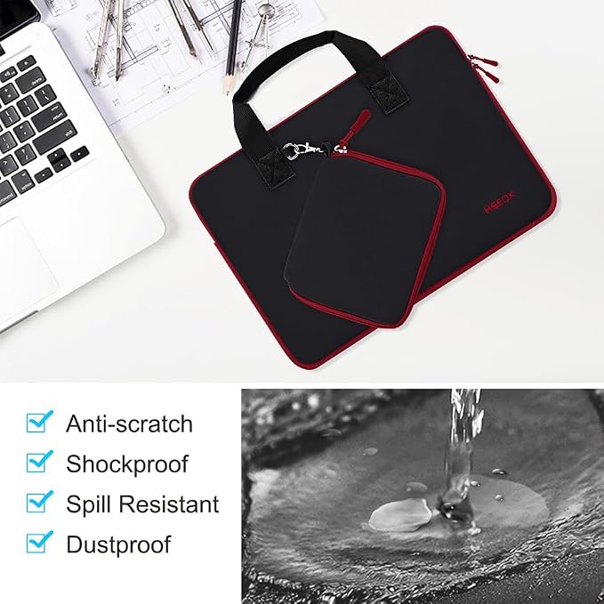 Hseok Laptop Sleeve 13.3-14 inch Case with Small Pouch, Neoprene Computer Bag Compatible with MacBook Neo/Pro 14 M5/M4/M3/M2/M1, Mac Air/Pro 13.3, XPS 14 and Most 13-14 inch Notebooks,B01K02