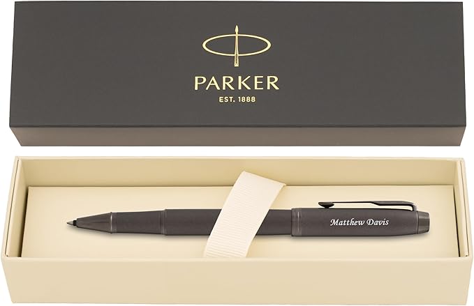 Dayspring Pens Personalized Parker IM Rollerball Pen | Monochrome Titanium with Gun Metal Accents | Engraved Luxury Pen for Men Women | Custom Name Pen Gift for Office, Graduation, Writers - Black Ink