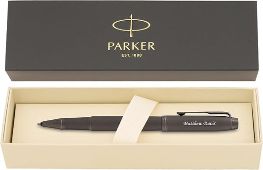 Dayspring Pens Personalized Parker IM Rollerball Pen | Monochrome Titanium with Gun Metal Accents | Engraved Luxury Pen for Men Women | Custom Name Pen Gift for Office, Graduation, Writers - Black Ink