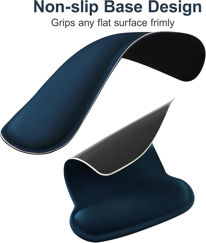 MOSISO Wrist Rest Support for Mouse Pad & Keyboard Set, Ergonomic Mousepad Non-Slip Base Home/Office Pain Relief & Easy Typing Cushion with Neoprene Cloth & Raised Memory Foam, Haze Blue