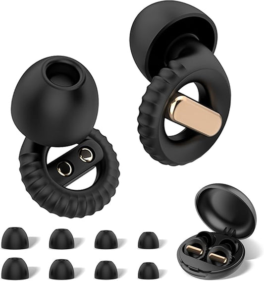 Golden Ear Plugs for Sleeping Noise Cancelling, 35 dB Reusable Silicone Earplugs with 8 Ear Tips, Hearing Protection for Sleep, Work, Concerts