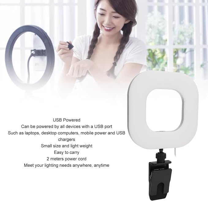 Video Conference Lighting Kit, 1500LM 10 Brightness Level 5 Color 72 LEDs Rings Light, Clip On Laptop Lamp with Tripod for Live Streaming Makeup