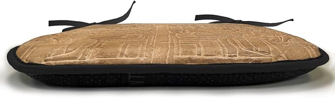 Lunarable Egyptian Print Chair Cushion Pads Set of 8, Egyptian Hieroglyphs on The Wall Stone Surface Scripts Arts Theme Image, Anti-Slip Seat Padding for Kitchen & Patio, 16"x16", Pale Brown