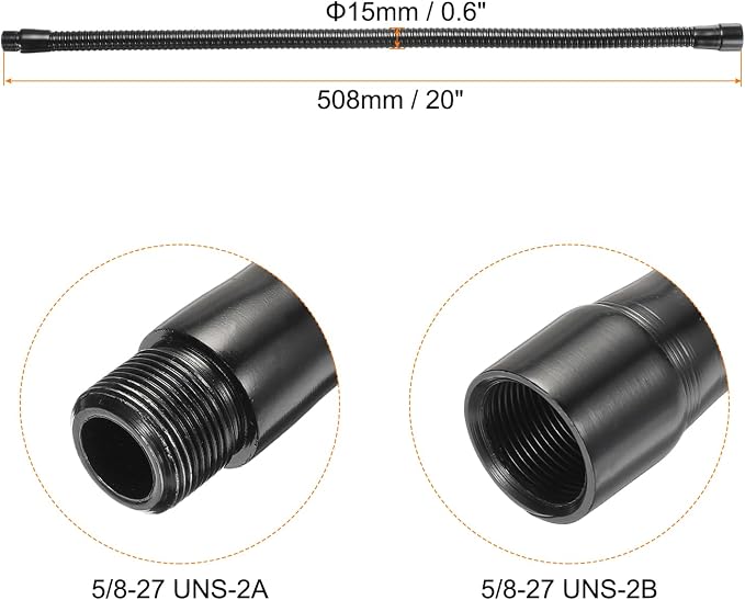 PATIKIL 20" Microphone Gooseneck, 1Pcs 5/8"-27 Thread Metal Universal Hose Flexible Arm Gooseneck Tube Extension for Multifunction DIY, Black
