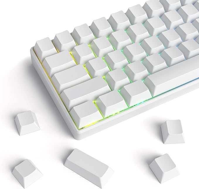 Fogruaden Blank Keycaps, Thick PBT White Keycaps, Cherry Profile, Minimalist White, 128 Key, Custom Keycap for Mechanical Keyboard