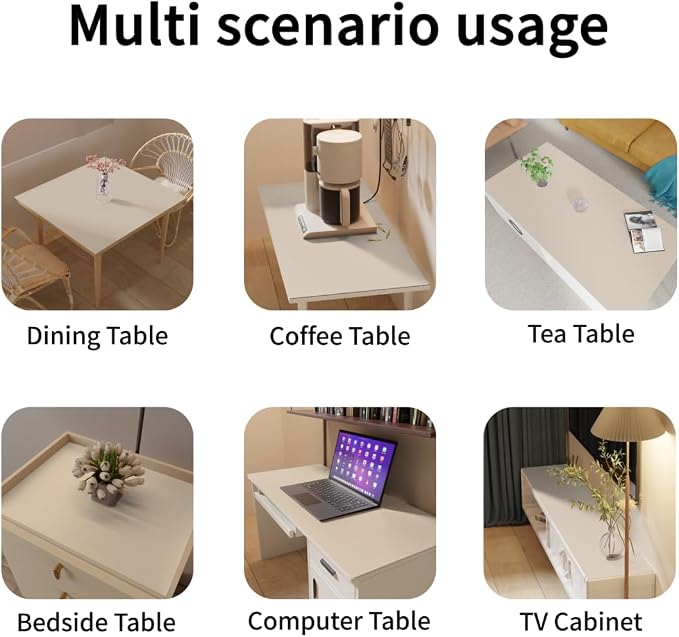 Desk Pad - 14x45 Inch Waterproof Easy to Clean Can Conceal Flaws Protector The Table Top from Scratches Used for Coffee Table Office Table Dresser(Beige+Light Gray 14x45)