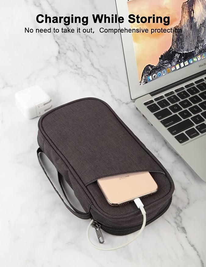 GOX Cable Organizer Pouch – Case for Chargers and Cords, Cord Organizer Travel Black, Small Cable Organizer Bag for Earbuds & Tech Accessories(Black)