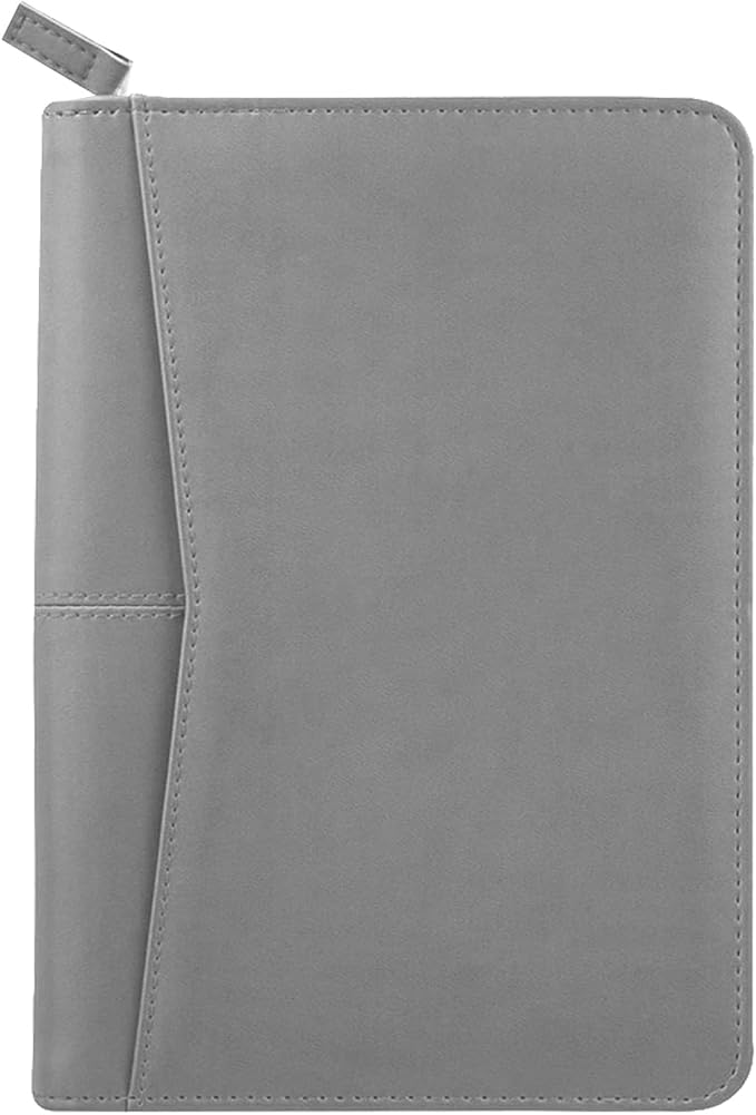 Junior Business Padfolio - A5 PU Leather Portfolio Binder & Zippered Binder Folder with 5 x 8 Writing Pad and Interior Storage Pocket Executive Business Organizer for Men Women,Gray