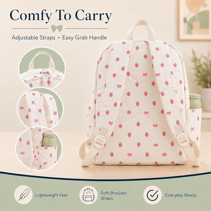 Bluboon Teen Girls School Backpack Kids Bookbag Set with Lunch Box Pencil Case Travel Laptop Backpack Casual Daypacks (Beige bow tie)
